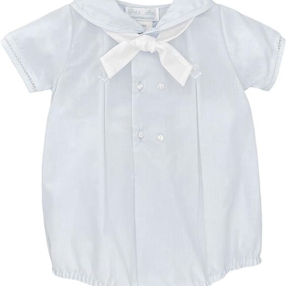 Petit Ami Boys Blue Anchor Nautical Bubble Romper Outfit Easter Summer 3 month - Picture 1 of 4